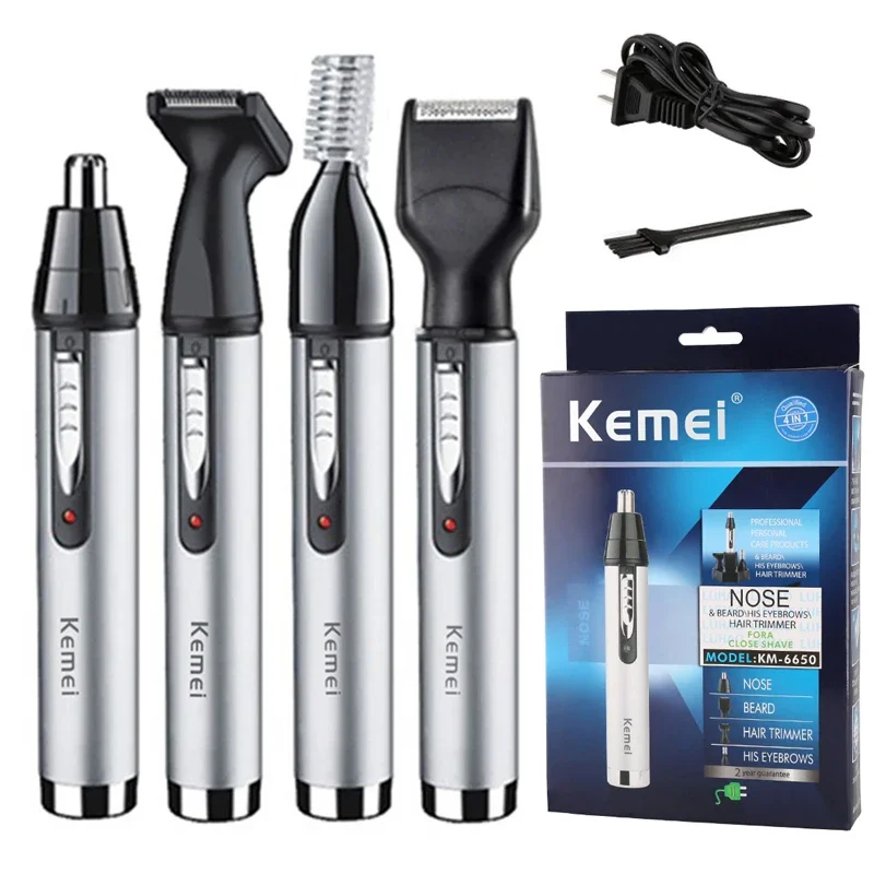 Kemei 4in1 grooming kit nose trimmer beard trimer for men electric eyebrow nose hair trimmer nose and ears machine rechargeable