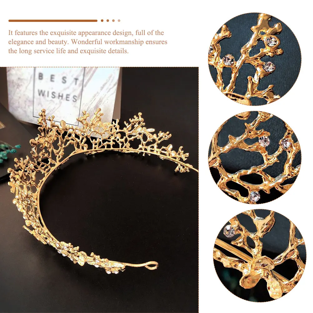 

Delicate Golden Bridal Tiara Lightweight Rhinestone Design Elegant Wedding Tiara Ornament For Women Party Proposal Decoration