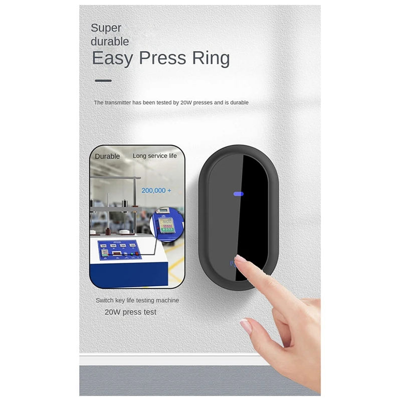 Wireless Doorbell Waterproof Smart Doorbell IP68 Home Door Bell Intelligent 4-Level Volume Control 38 Songs