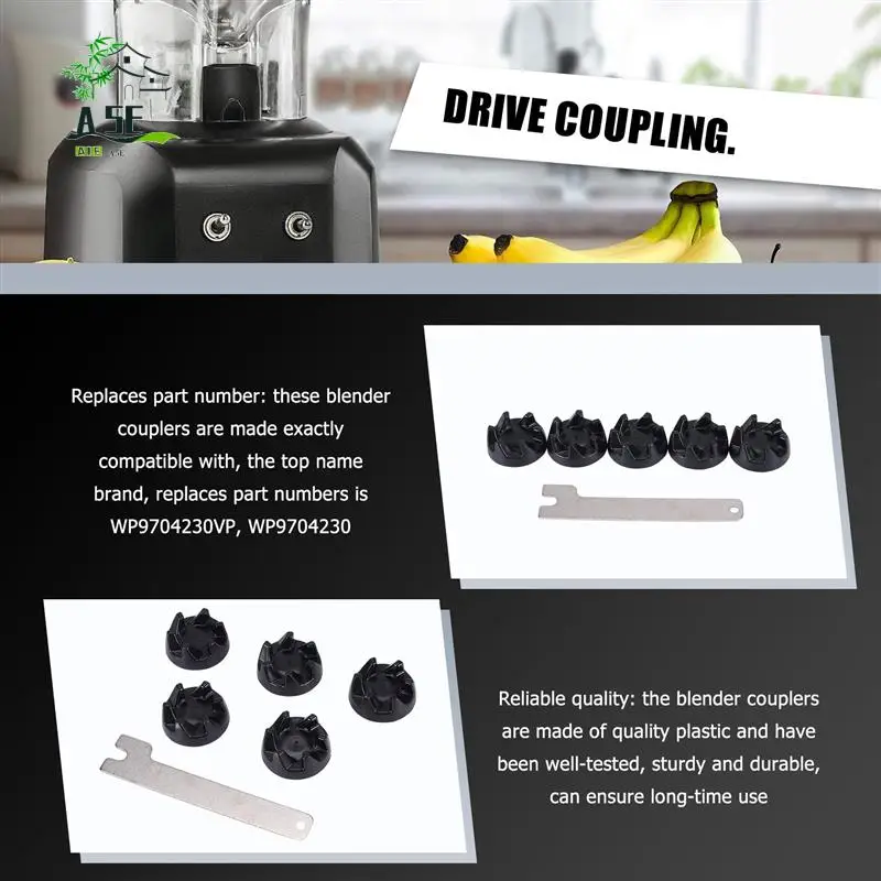 

A05E-6 Packs 9704230 Blender Coupler Blender Coupling Replacment Parts With 1 Wrench Compatible For Kitchen Aid WP9704230VP WP97