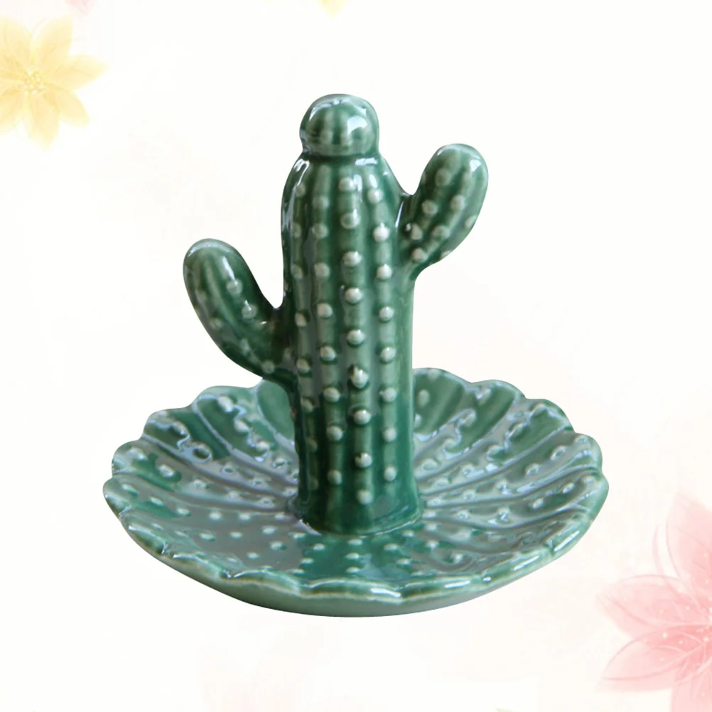 

Ceramic Cactus Jewelry Tray Green Simple Ring Earring Dish for Desktop Ornament Bracelet Necklace Holder Storage Organizer