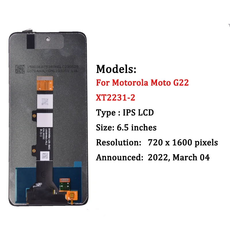 For Motorola Moto G22 LCD Display With Touch Screen Digiziter Assembly Replacement For Moto G22 XT2231-2 LCD