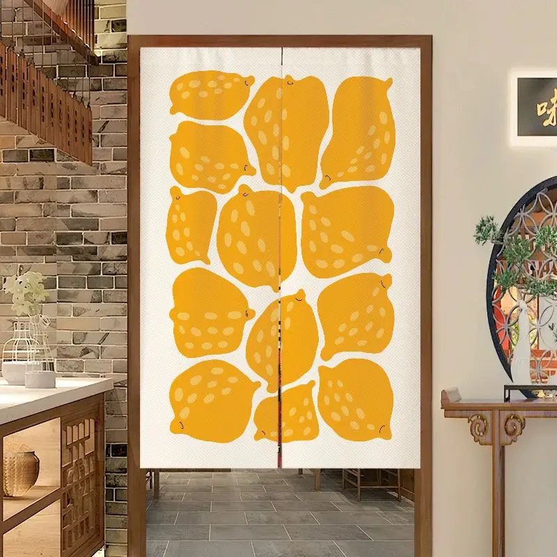 VIKAMA Simple Cartoon Fruit Japanese Door Curtain Abstract Printed Noren Aesthetic Kitchen Entrance Partition Curtain Home Decor