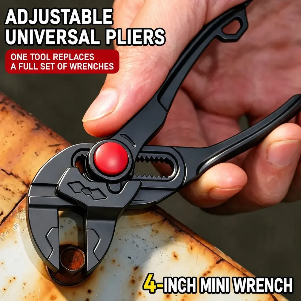 Pince multiprise réglable de 4 pouces, mini clé à tuyaux multifonctionnelle pour plomberie, outil manuel de qualité industrielle à haute dureté