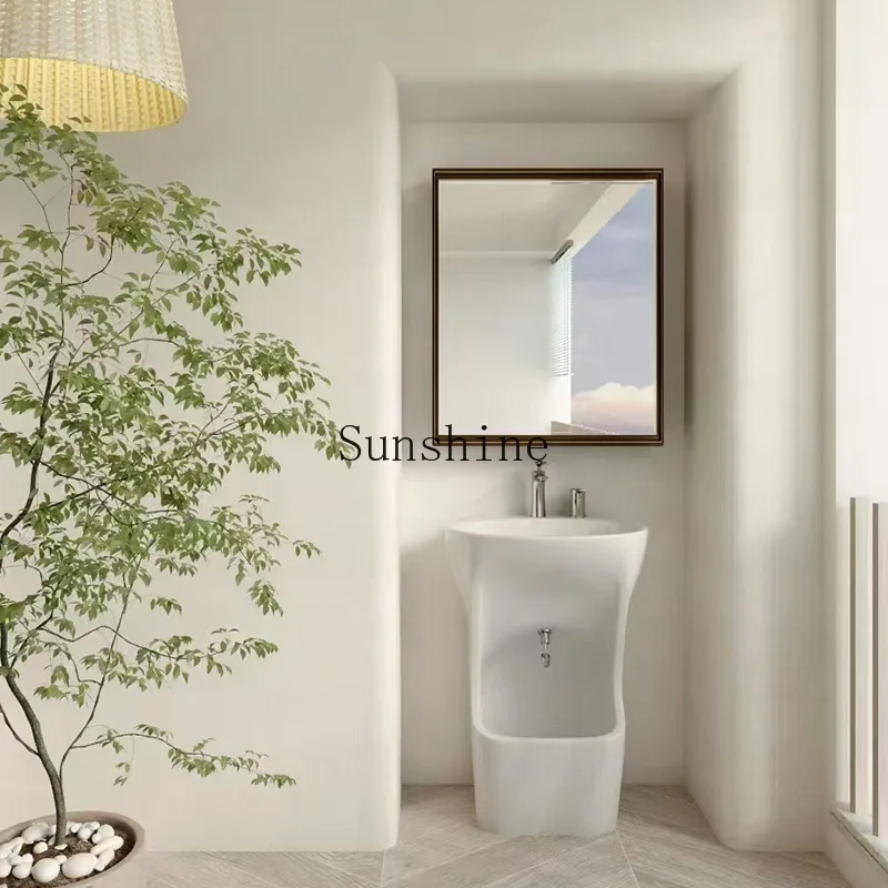 Household column wash basin dual-purpose small outdoor floor type water-saving integrated type