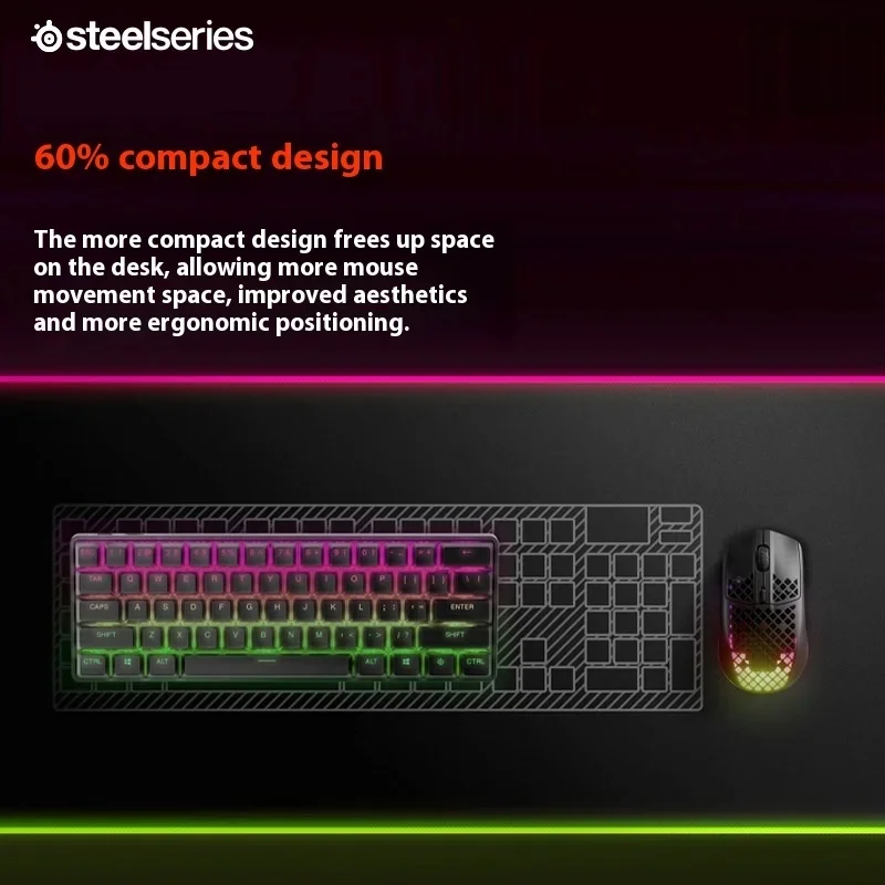 Steelseries-لوحة مفاتيح ميكانيكية صغيرة ، pbt ، قابل للتعديل ، محور مغناطيسي ، سبائك الألومنيوم ، rgb الديناميكي ، pbt