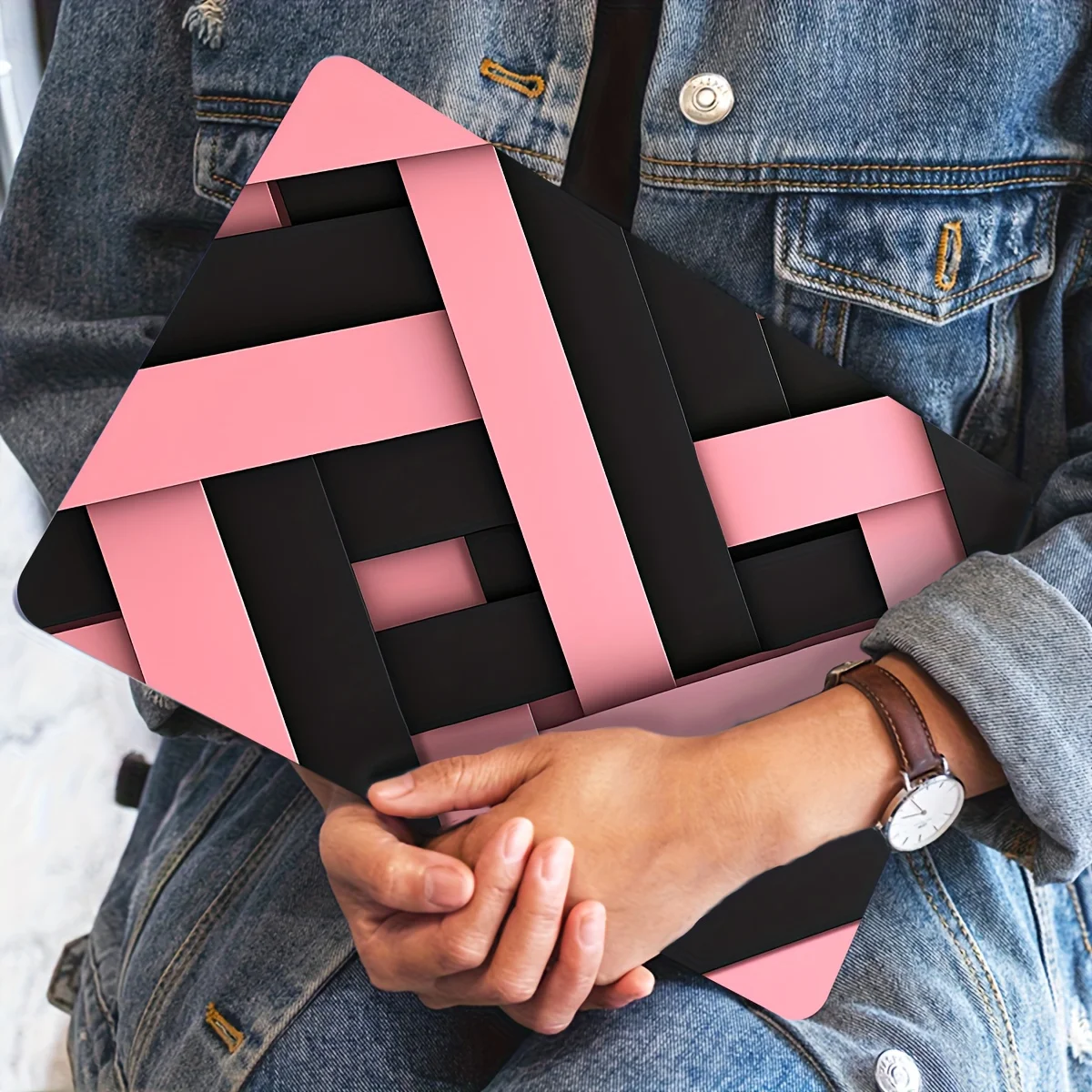 

2-Piece Laptop and Car Decorative Stickers - Pink Black Modern Case, Scratch Resistant Surface - Uncovered Decorations