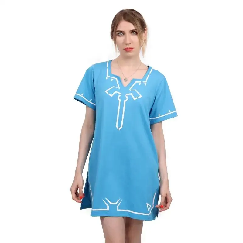 DAZCOS เกมอะนิเมะเสื้อคอสเพลย์เครื่องแต่งกาย Carnival ฮาโลวีนเครื่องแต่งกายผู้ใหญ่ผู้หญิง Hero Tunic Link คอสเพลย์เสื้อสีฟ้าชุด