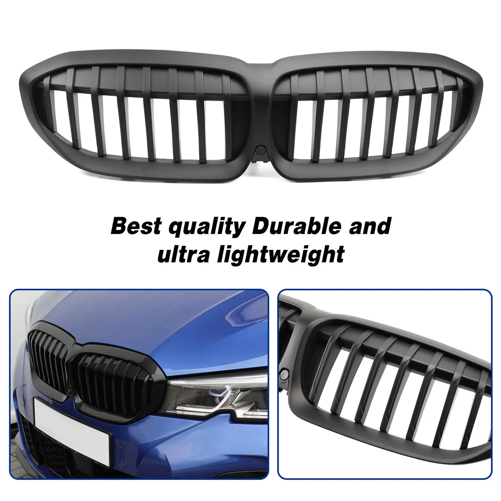 For BMW G20 3-Series G20 G21 G28 2019-2022 Front Bumper Hood Kidney Grill Racing Grilles Replacement Black Diamond Meteor Style