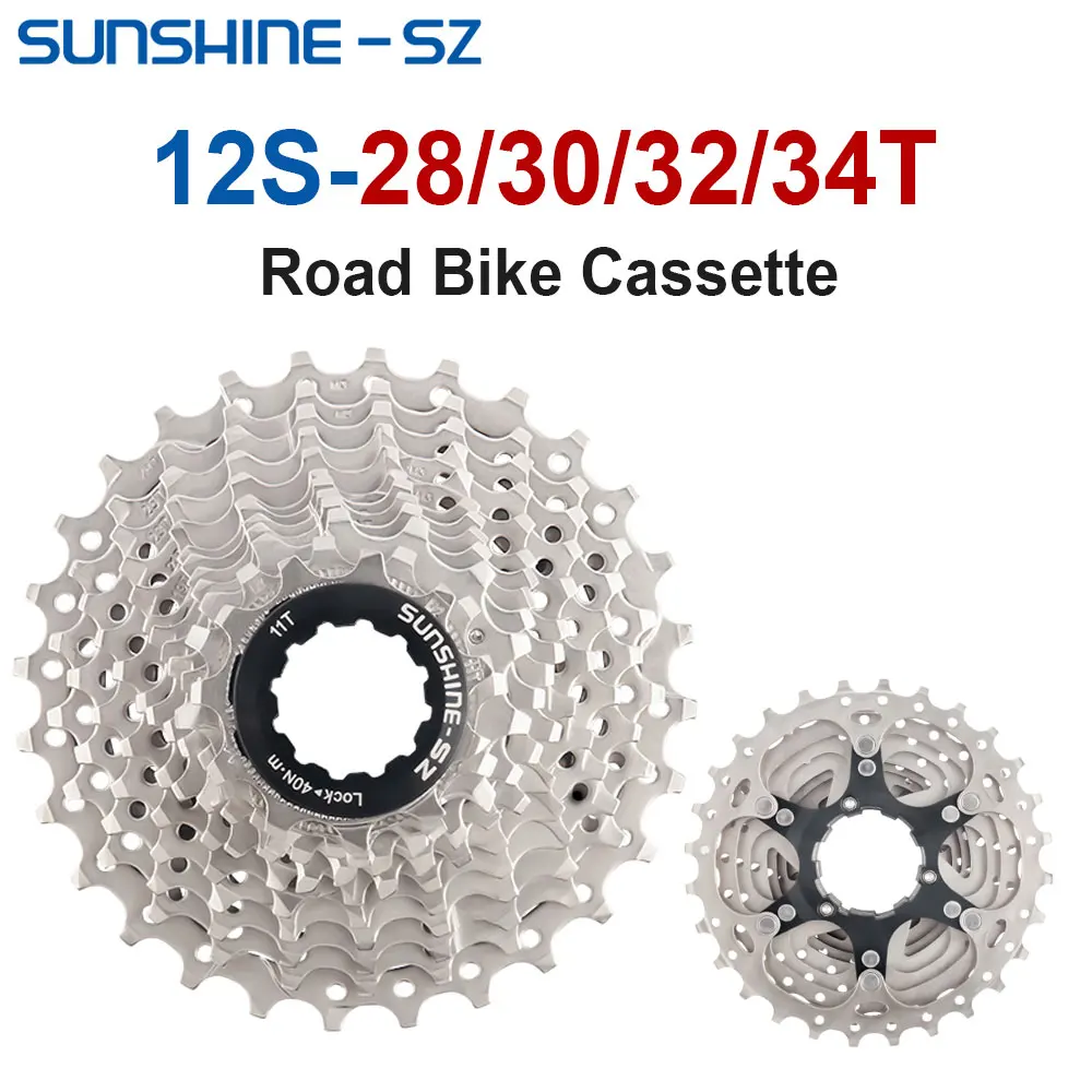 Sunshine-SZ 12S Road Bike Cassette 11-28T 30T 32T 34T 12V K7 Bicycle Ratchet 12 Speed Speed Bike Sprocket Cycling Parts