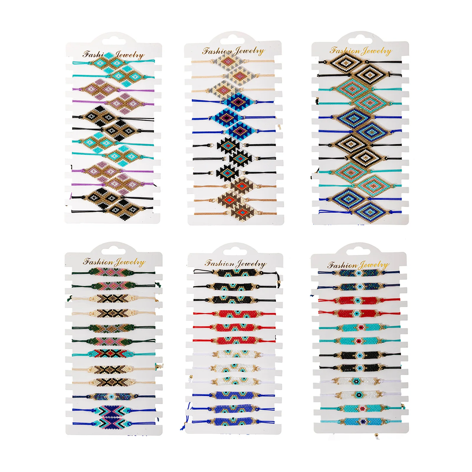 Rice bead bracelet Geometry Bohemia Hand weaving Eye Palm Creativity Pattern Adjustable Female Fashion Simple Beaded bracelet