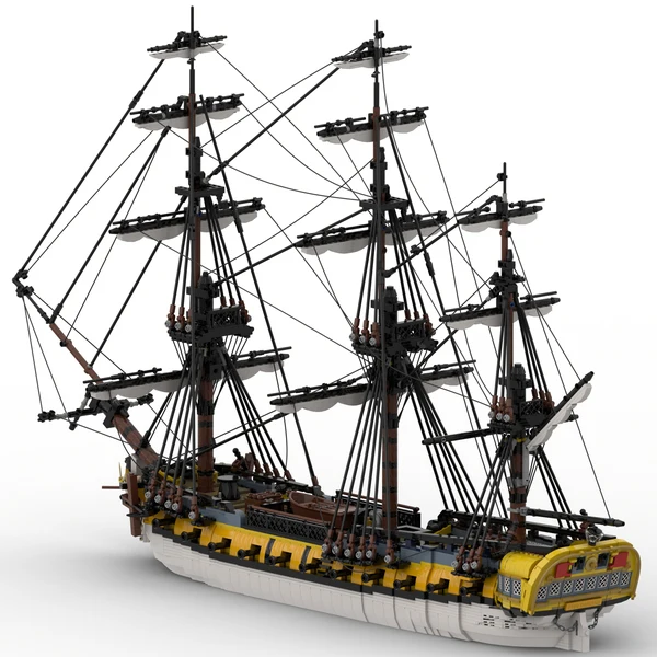 Full rigged ship MOC Hermonia frigate brick set Spanish navy model Ocean expedition buildings block kit DIY Medieval warship toy