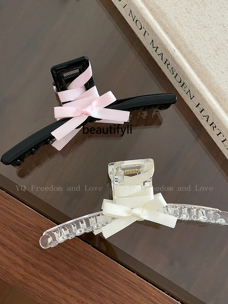 

Ballet Style Bow Ribbon Barrettes Hair Claw Korean Style High Sense Updo Shark Clip Grabber Clip Headdress