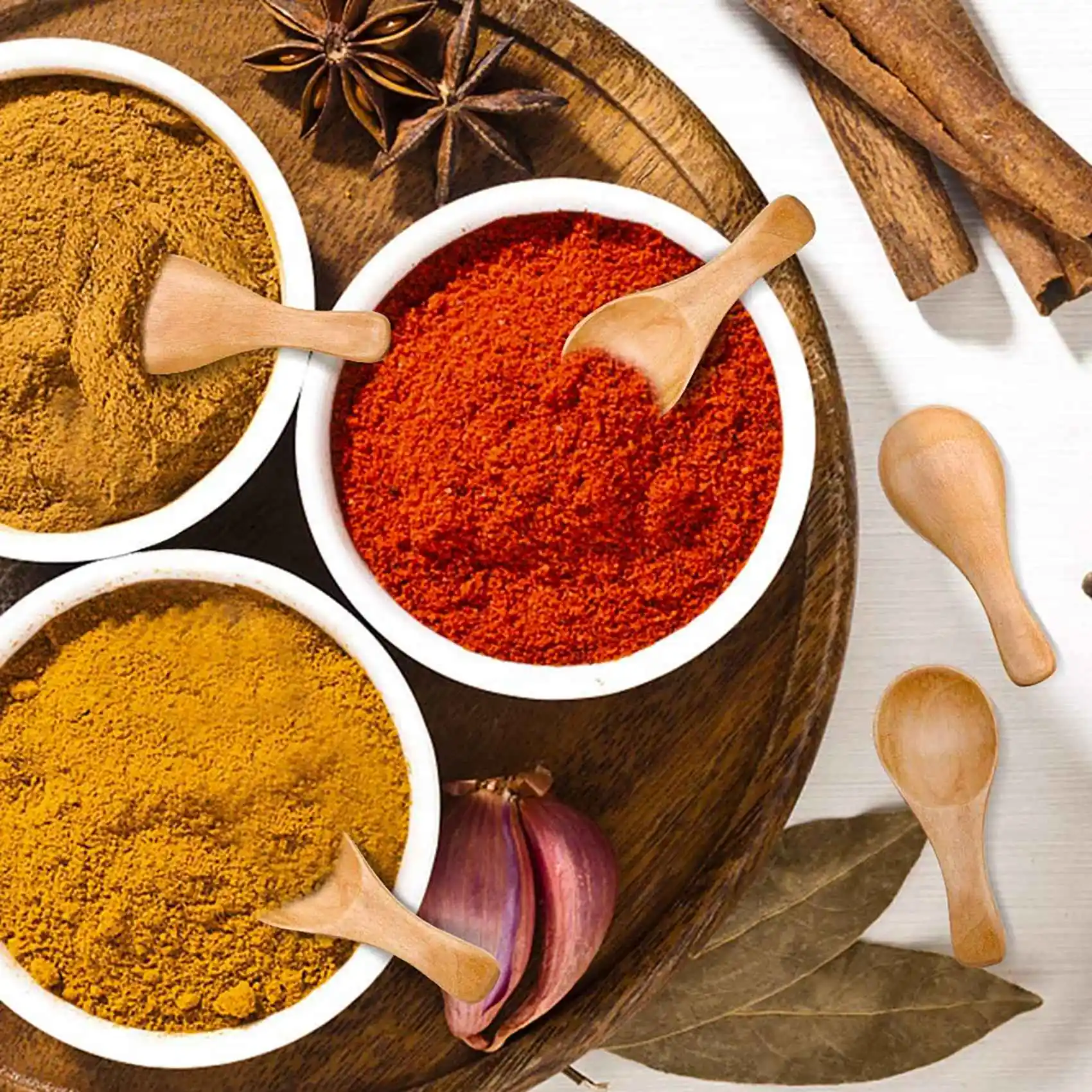 &A11I 10 Small Wooden Spoons Mini Seasoning Sugar Seasoning Salt Honey Teaspoon Coffee Tea Jam Mustard Ice Cream Wooden Spoon