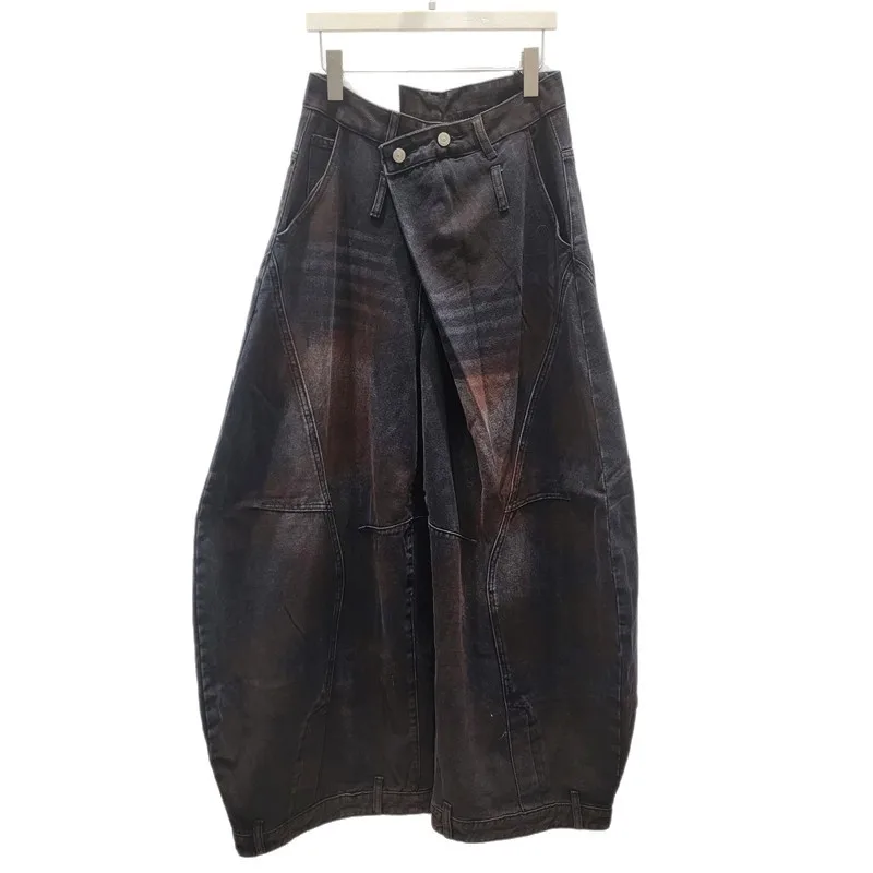SuperAen Retro Distressed Ganzkörperjeans Damen 2025, Herbst, neues High-Street-Design, lockere Hose mit weitem Bein