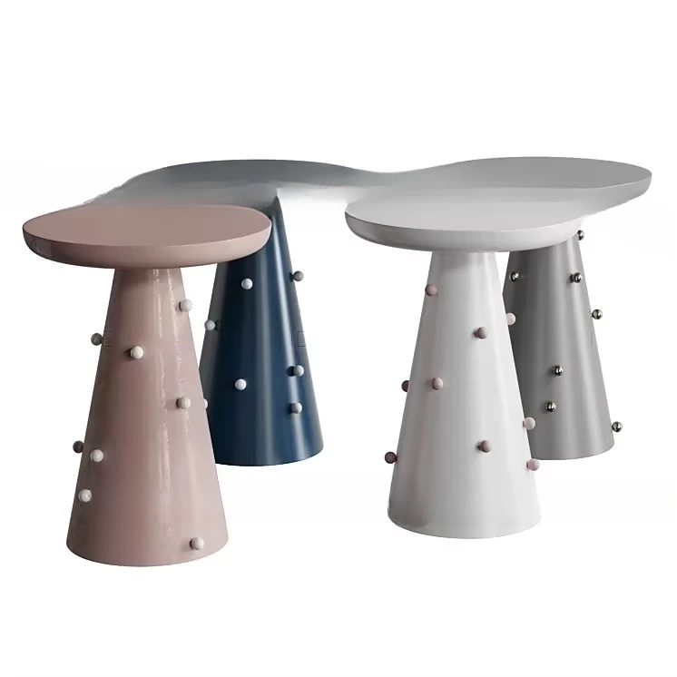 Mesa de centro expandible con estructura de metal y panel de madera para salón