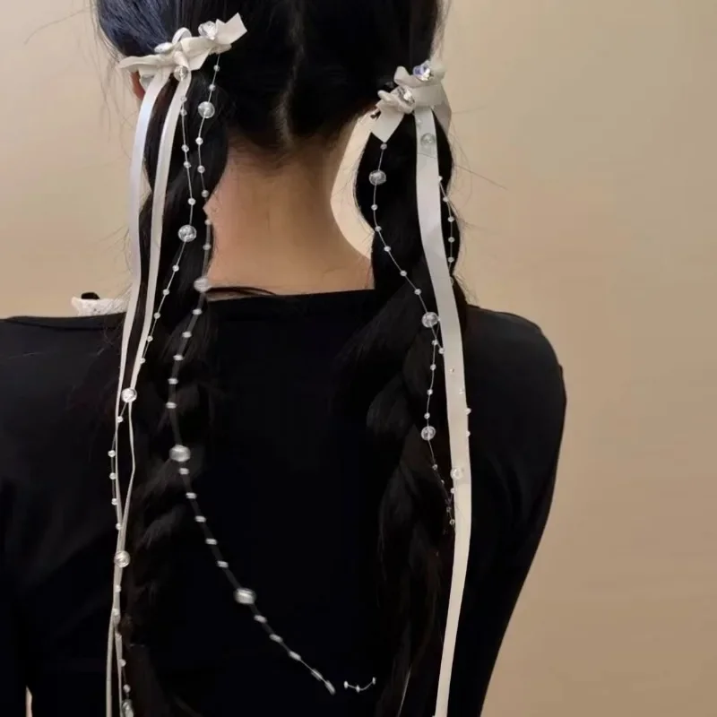 Fermaglio per capelli con fiocco in strass Trend forcine per capelli a nastro lungo mollette fascia per capelli per donna accessori per capelli