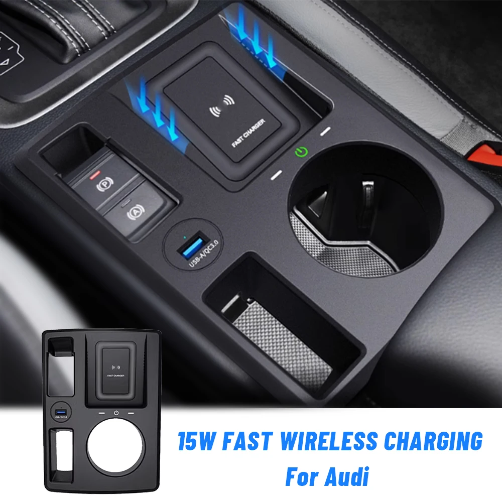 

15W car Wireless Charger For Audi Q3 Q3L 2019-2023 phone holder mount quick charging pad Interior Accessories Trim