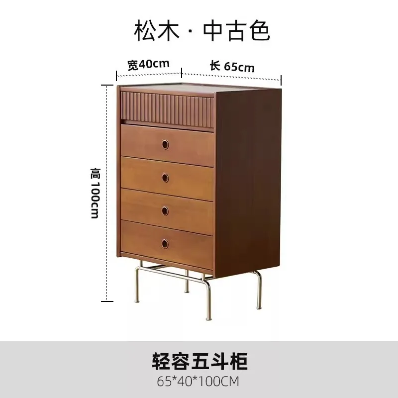 خزانة من الخشب الصلب بتصميم عتيق من الشمال، وخزانة جانبية للتخزين في غرفة المعيشة، وغرفة النوم، وتخزين شقة صغيرة بجانب السرير مع أدراج