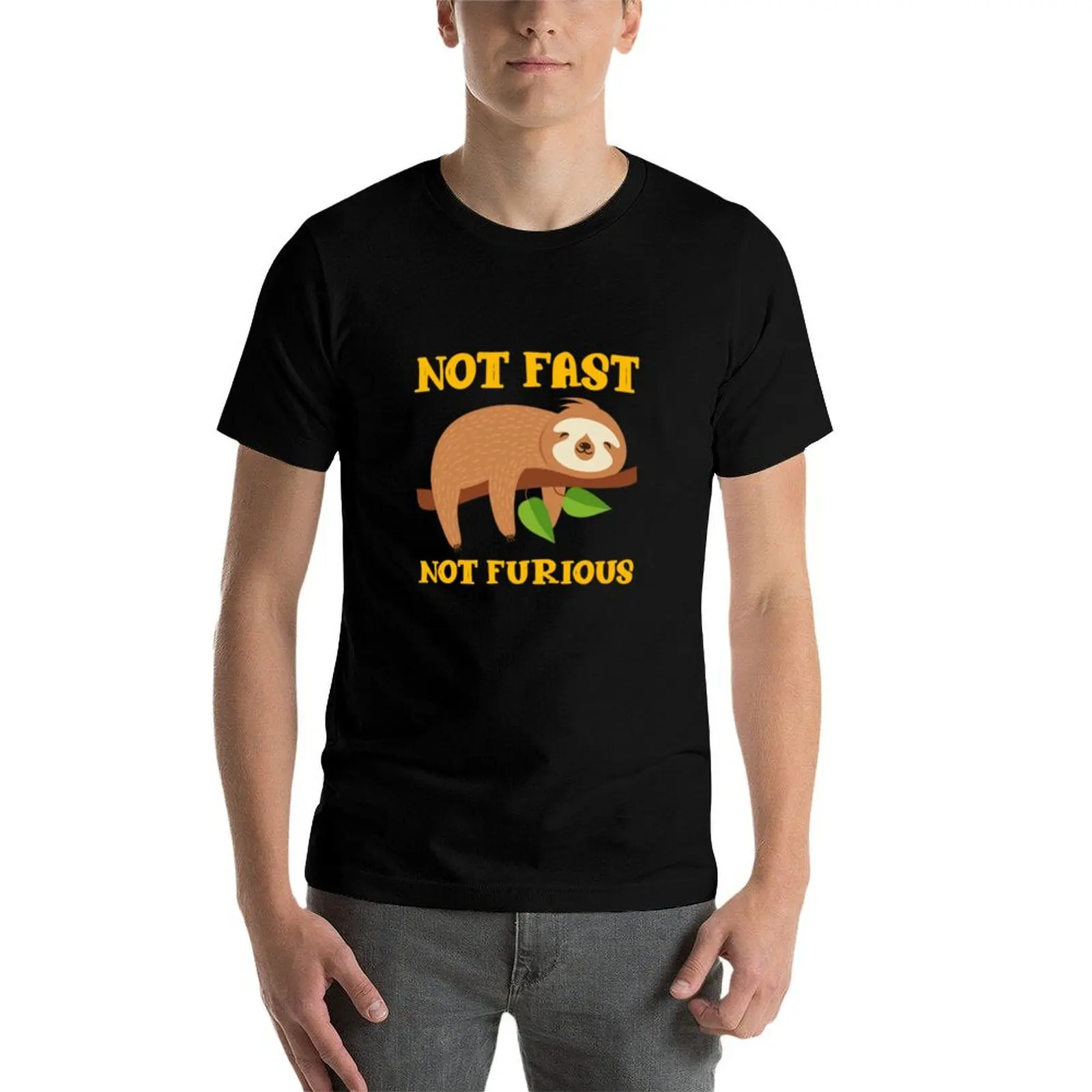 Sloth T Shirt Sloth not fast not furious T Shirt T-Shirt Big Size Crew Neck T-Shirt - view 4