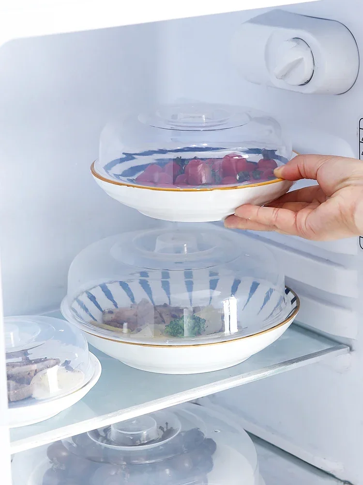 Microwave Oven Special Heating Utensils Bowl Cover Refrigerator round Plastic Transparent Anti-Oil Splash Fresh Cover Bowl Cover
