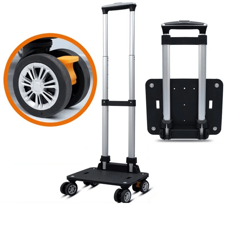 Luggage Trolley With Brake 5-Wheel Aircraft Wheel Trolley Lightweight Folding School Bag Backpack Trolley External Aluminum