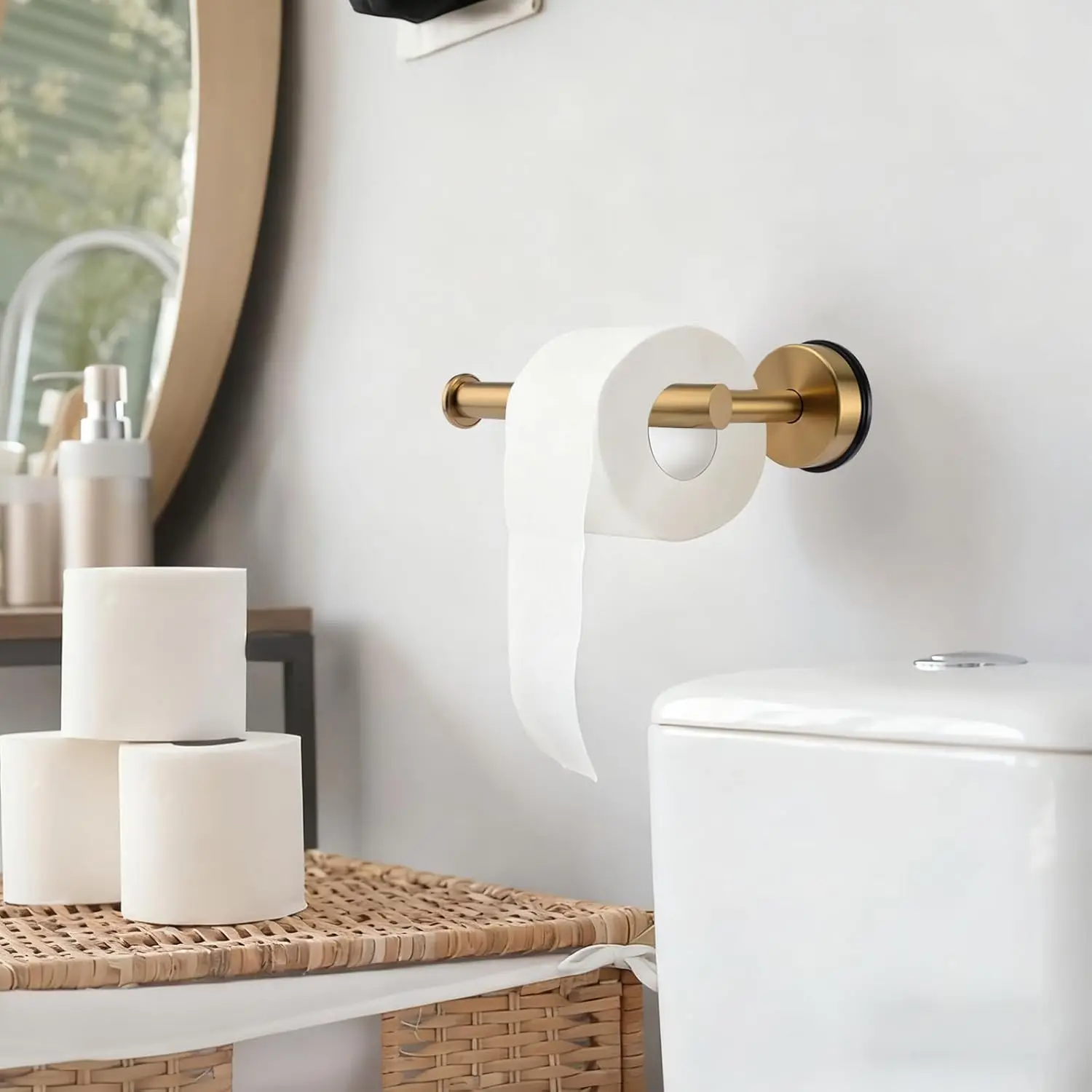 

Kitchen Paper Towel Holder Stainless Steel No Drill Self Adhesive Wall Mount Metal Black American Bathroom Tissue Roll
