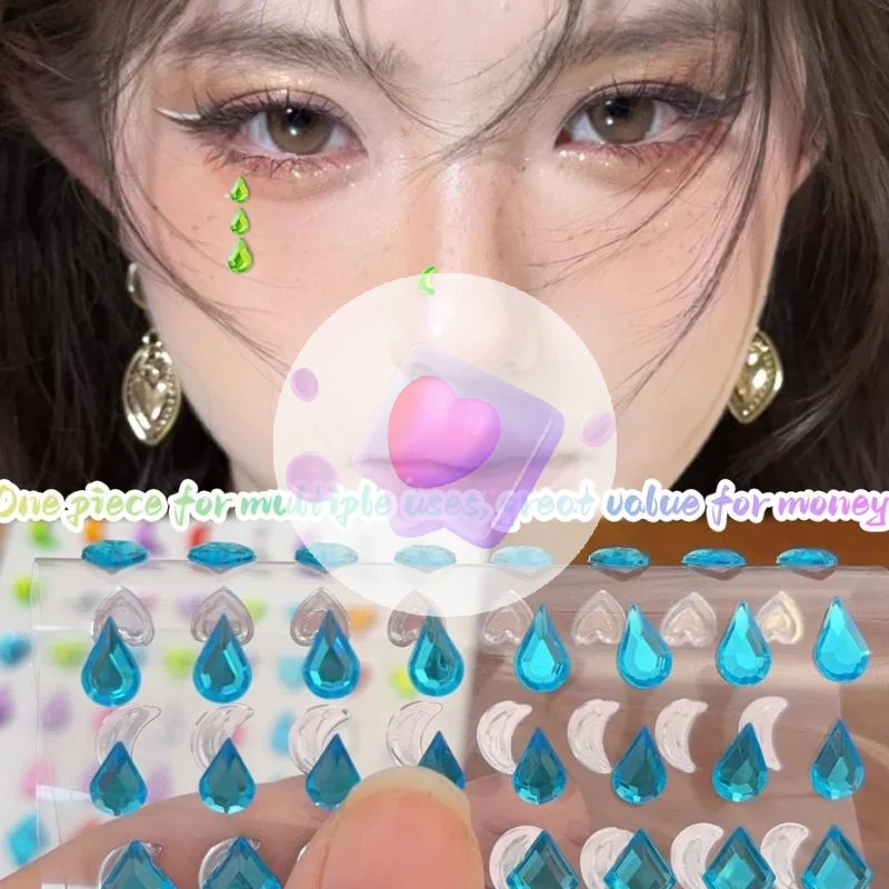 80PCS Special-shaped Face Stickers Colorful Temporary Tattoo Party DIY Face Eye Stickers Lasting Rhinestones Makeup Tools