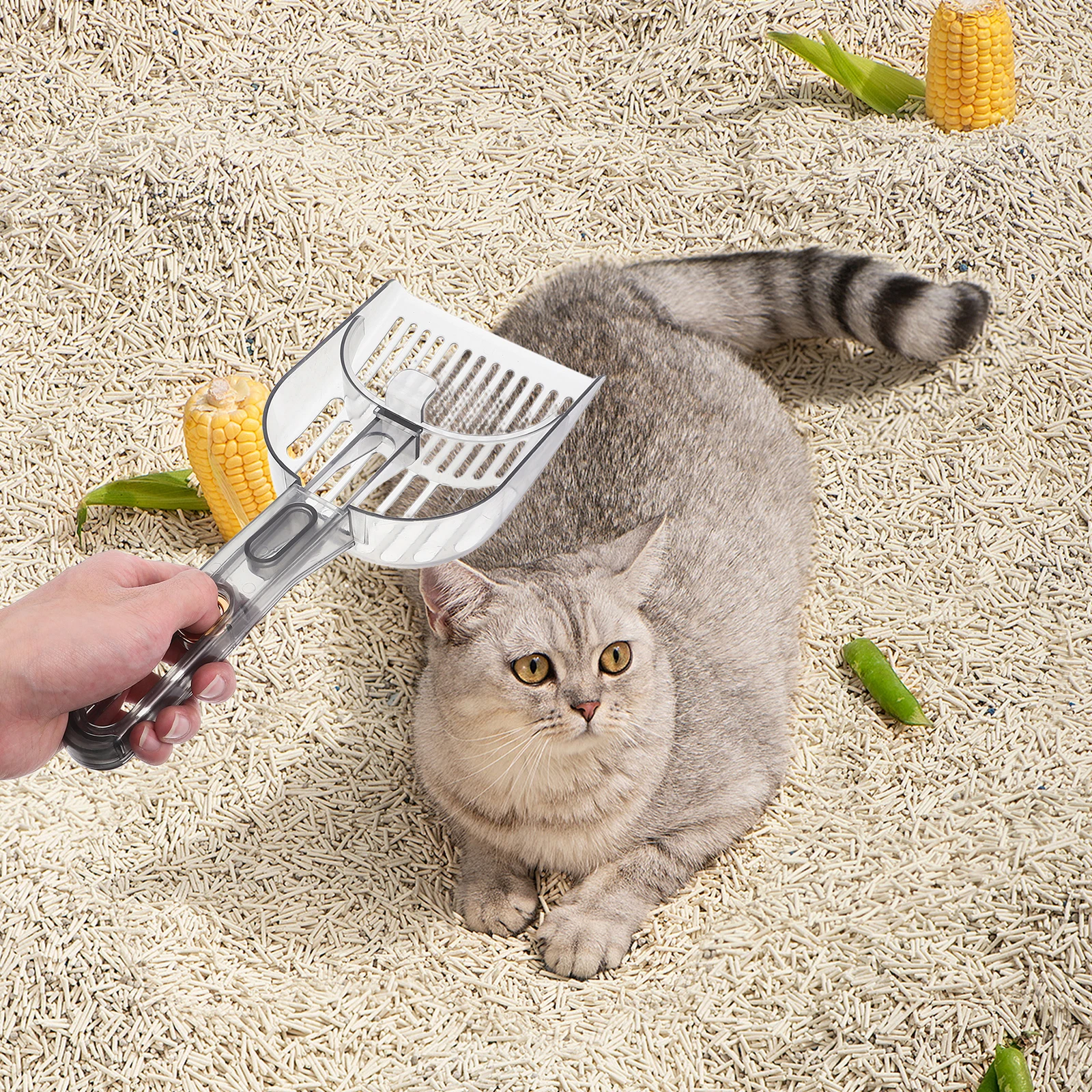 

Cat Litter Scoop Heavy Duty Plastic Long Handle Large Mesh Sifter For Tofu Pine Pellets Kitten Pets Litter Box Cleaning
