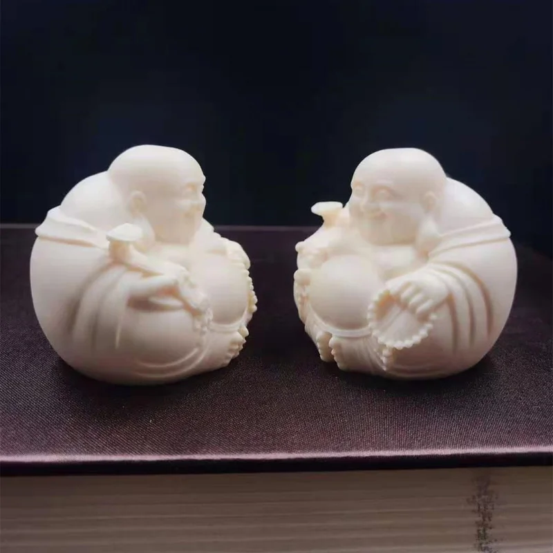 

Ivory Nut Carved Maitreya Buddha Heqi Office Living Room Office Home Decoration Car Decoration Gift Box