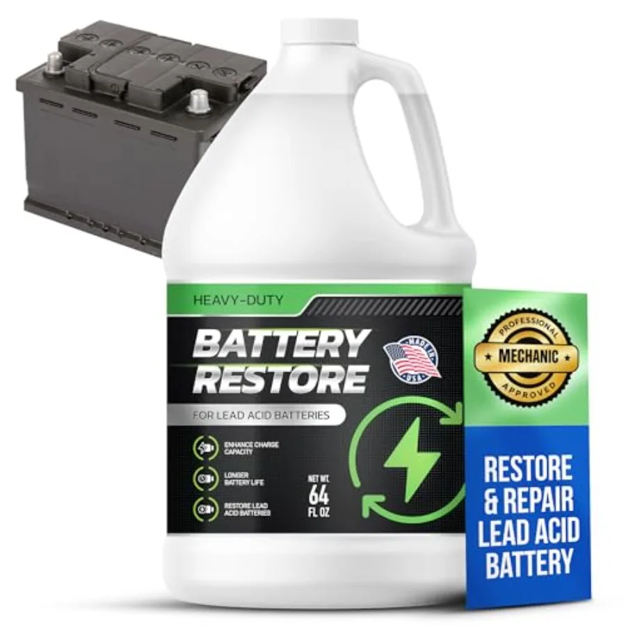 

Battery Restorer and Desulfator for Lead Acid - Prolong Life and Boost Charge Capacity, Battery Acid Refill and Additive for Go