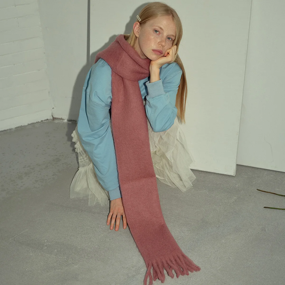 Alpaca Mohair Wool Blend Scarf for Women, Solid Color Tassel Winter Wrap,Ultra Soft & Plush Luxurious Shawl, Cozy Warm Accessory