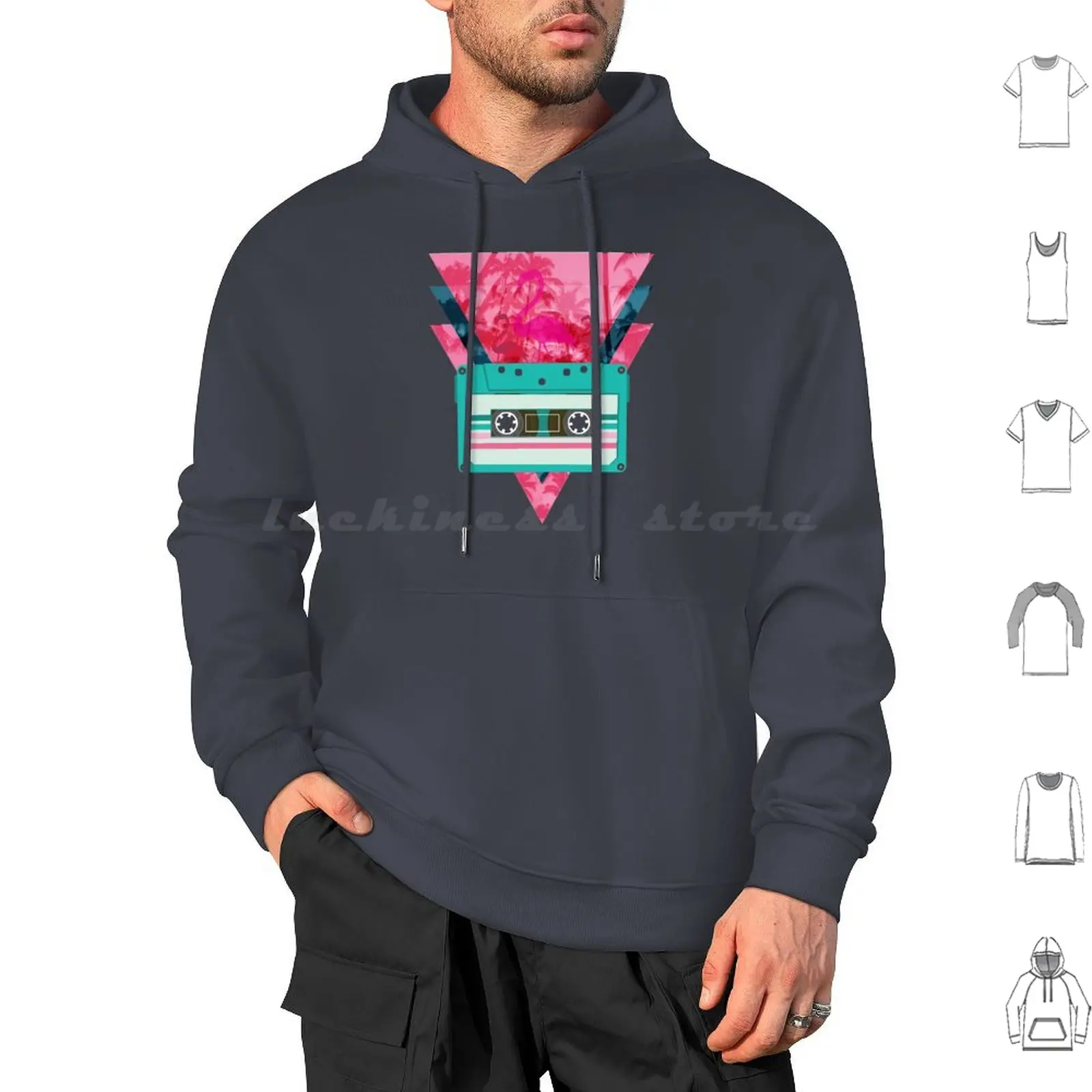 Retro Vintage Palm Cassette Tape Hoodie cotton Long Sleeve Lofi Lo Fi Lofi Art Lofi Music Lofi Lofi Edit Lofi And Chill