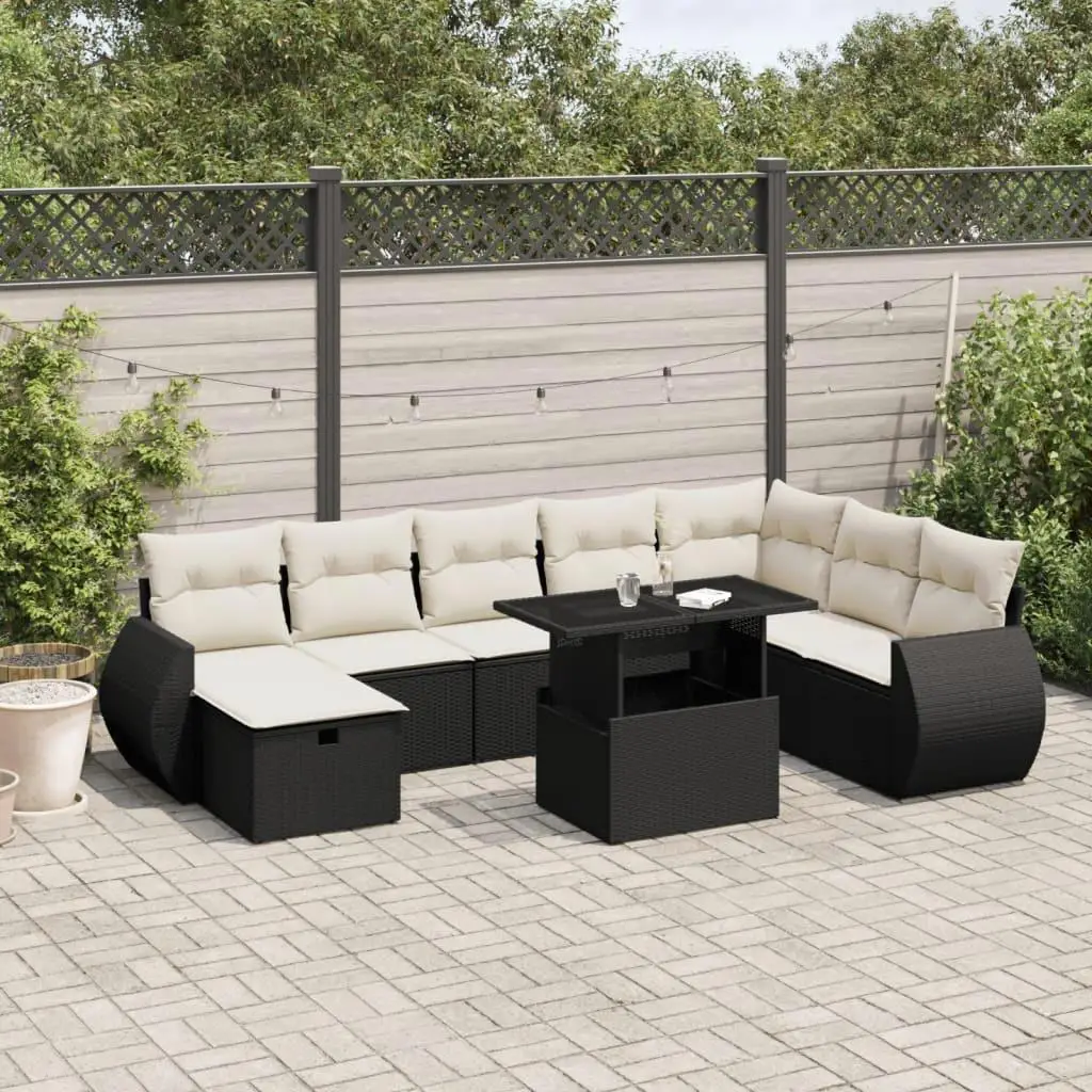 

Black and Cream White Garden Sofa Set Outdoor Furniture Stylish Seating for Patio and Yard Comfortable Cushions Modern Design