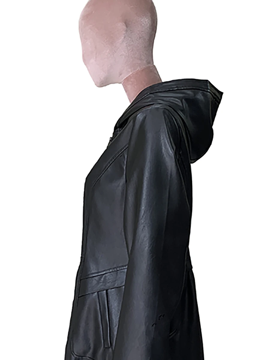 Spring Autumn Black Fitted Soft Waterproof Pu Leather Jackets for Women with Hood High Waist Elegant Luxury Chis Clothes 2025