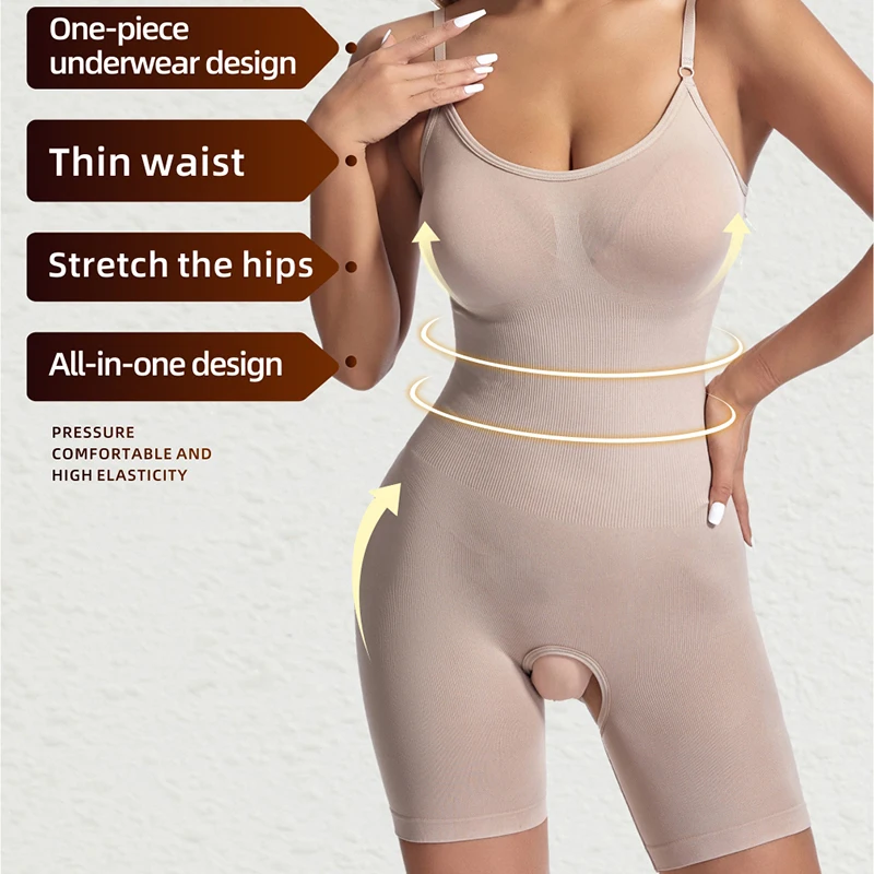 Women Seamless Bodysuit Compression Open Crotch Shapewear Push Up Belly Tightening Corset Slimming Butt Lifter Full Body Shaper