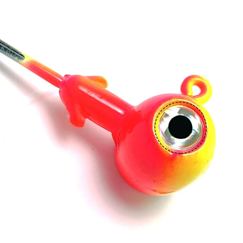 Wholesale Lead Head Hook Color Fish Eye Lead Head Hook 7g10g14g Spray Painted Double Eye Barb Hook Luya Fishing Gear