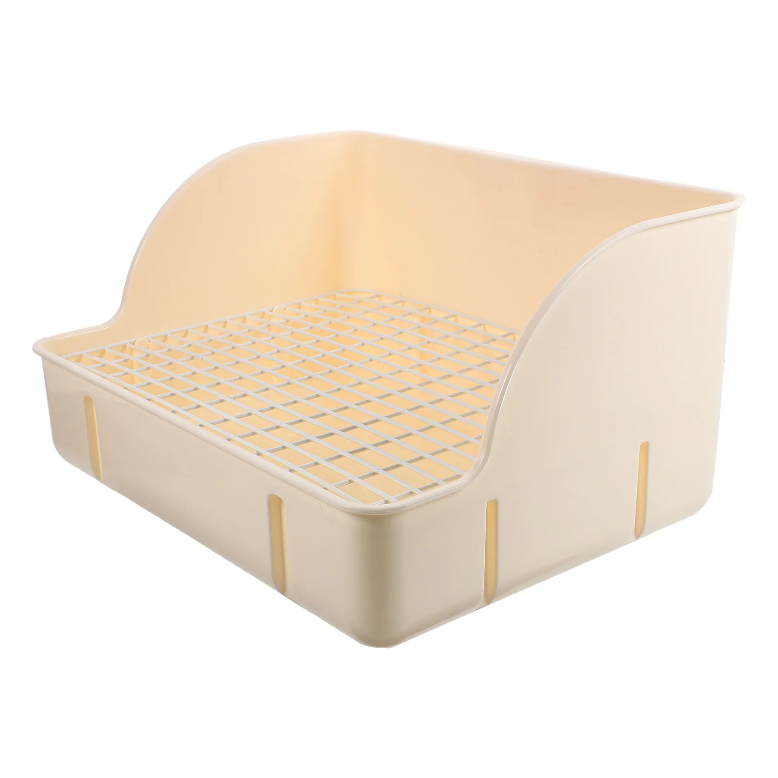 

Rabbit Potty Litter Tray White Plastic Large Size Steel Wire Bottom Reusable Pet Training Square Shape Bunny Accessories for Pet