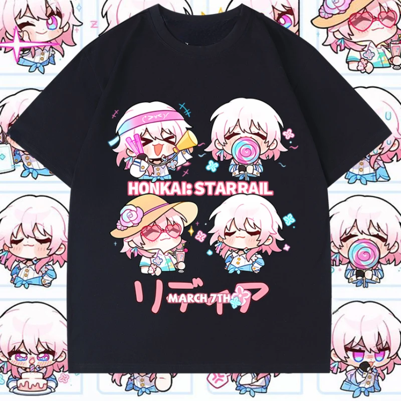 New Game Honkai: Star Rail Honkai Impact 3 T-shirt Kawaii March 7th Graphic Tops Harajuku Hipster T Shirt Japan Anime Otaku Tees