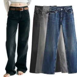 Maxdutti-Jean droit multicolore rétro américain pour femme, style petit ami, rue haute, adt