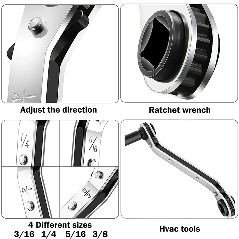 HVAC Adaptor Wrench, Adaptor Cord Compatible For Yellow Jacket 69522 3/16 Inch To 3/8 Inch 5/16 Inch X 1/4 Inch US Plug