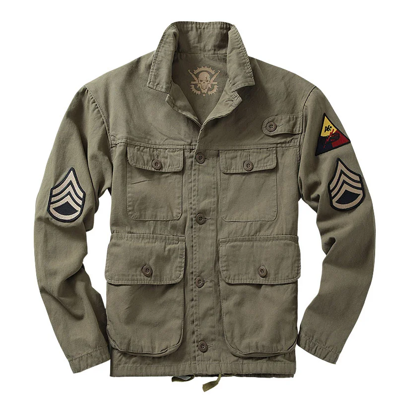 

Tactics Jackets Men's Vintage Military Outerwear Multilayer Washed Uniform Jacket American Tank Coat Male