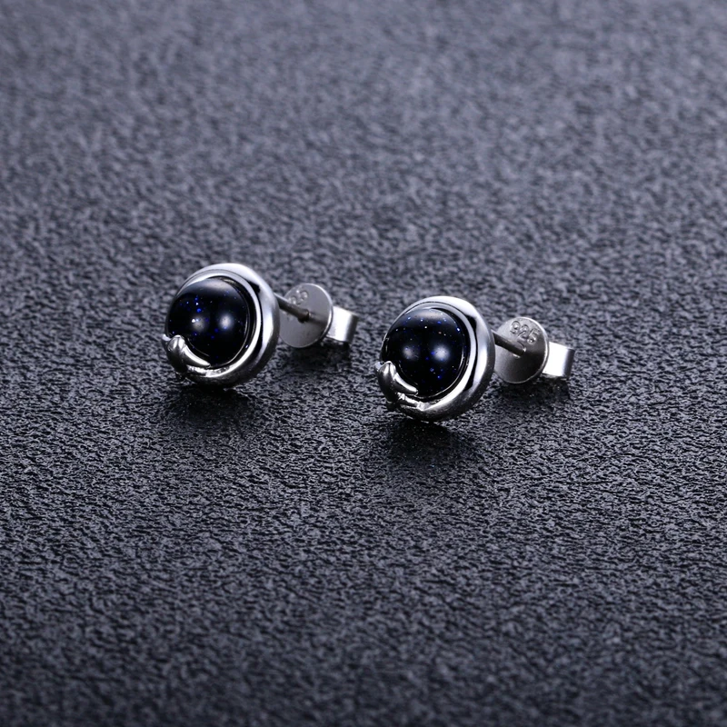 

Nasiya 6x8MM Starry Blue Cyanite S925 Silver Earring Studs For Women Vintage Fashion Jewelry Engagement Party Anniversary Gift