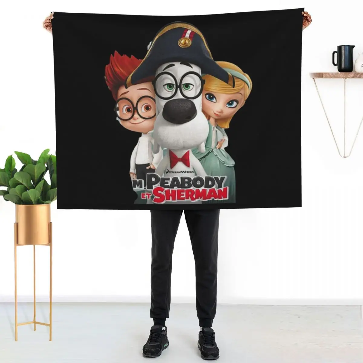 Mr Peabody And Sherman Throw Blanket Sleeping Bag Flannel Fabric christmas decoration Hairy For Decorative Sofa Blankets
