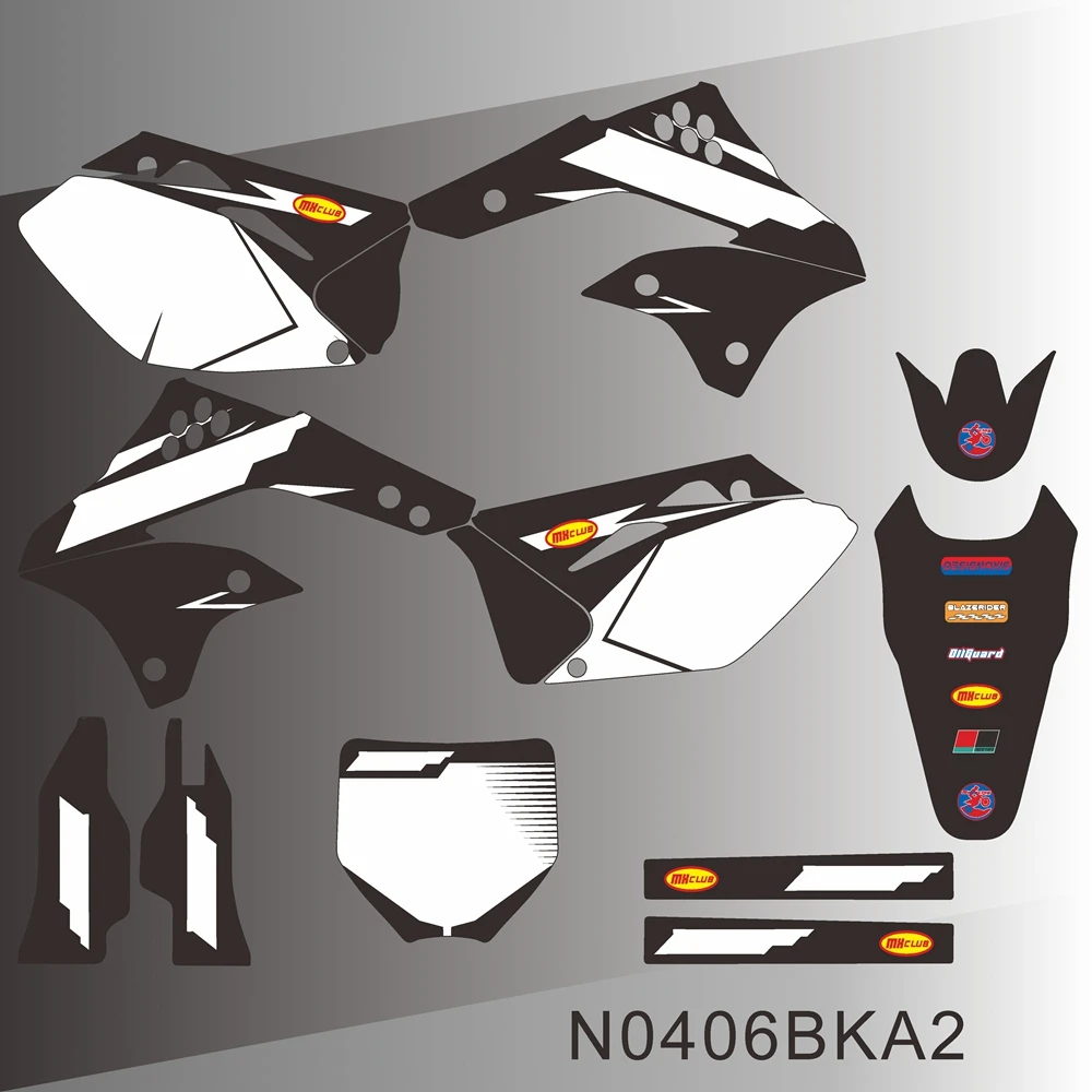 For Kawasaki KXF 450 KX 450F 2006 2007 2008 Full Graphics Decals Stickers Motorcycle Background Custom Number Name N0406BKA
