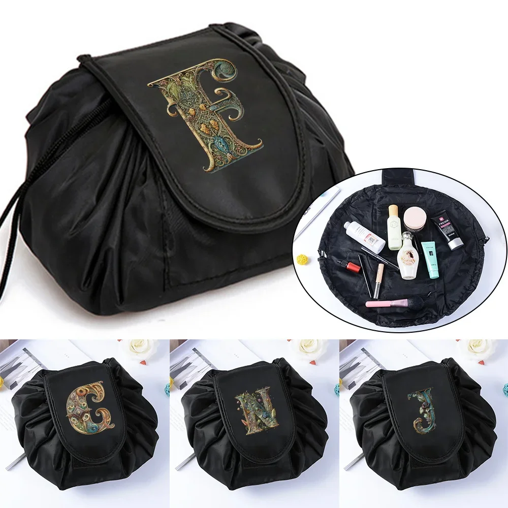 New Fashion Women's Drawstring Bag Graphic Letter Print Pattern Makeup Bags Leisure Business Portable Storage Bag Cosmetic Bag