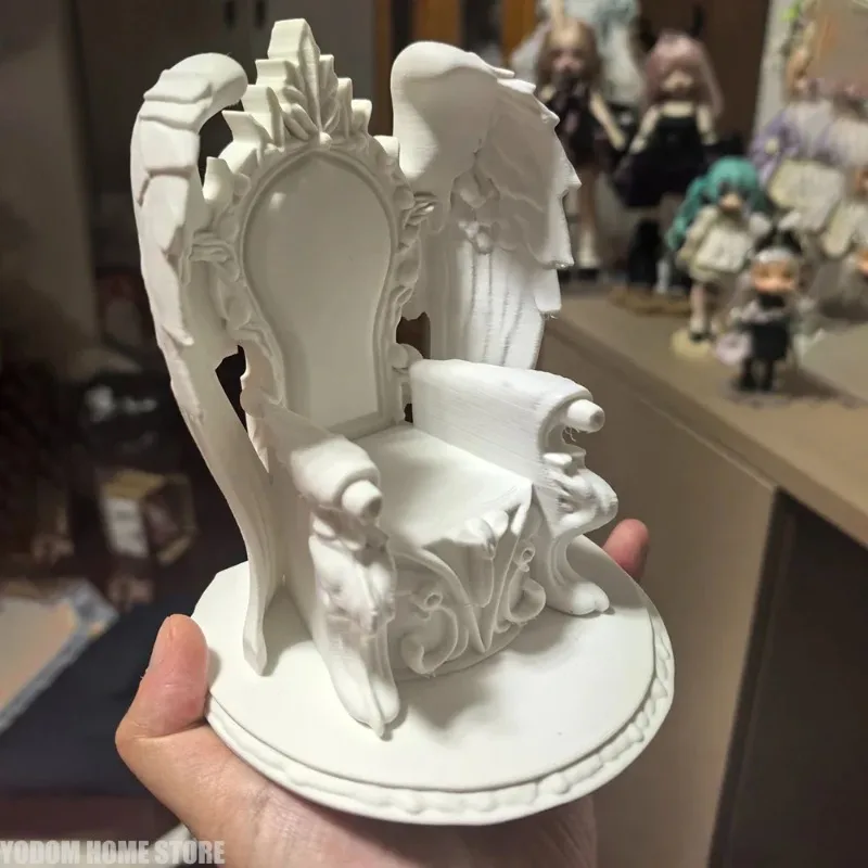 

3D-печатный миниатюрный трон Пасхального кролика с крыльями для кукол BJD 1/12, эстетичный милый декор для комнаты