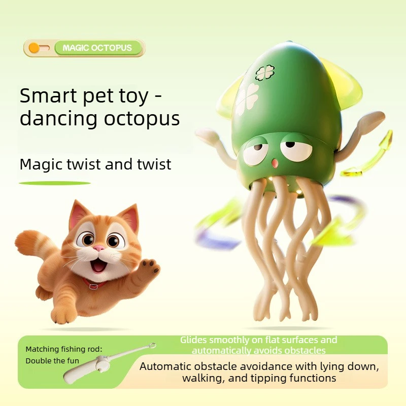 Dancing Octopus Pet Toy: Motion-Activated, Obstacle-Avoiding, Electric, Interactive Octopus Cat Teaser