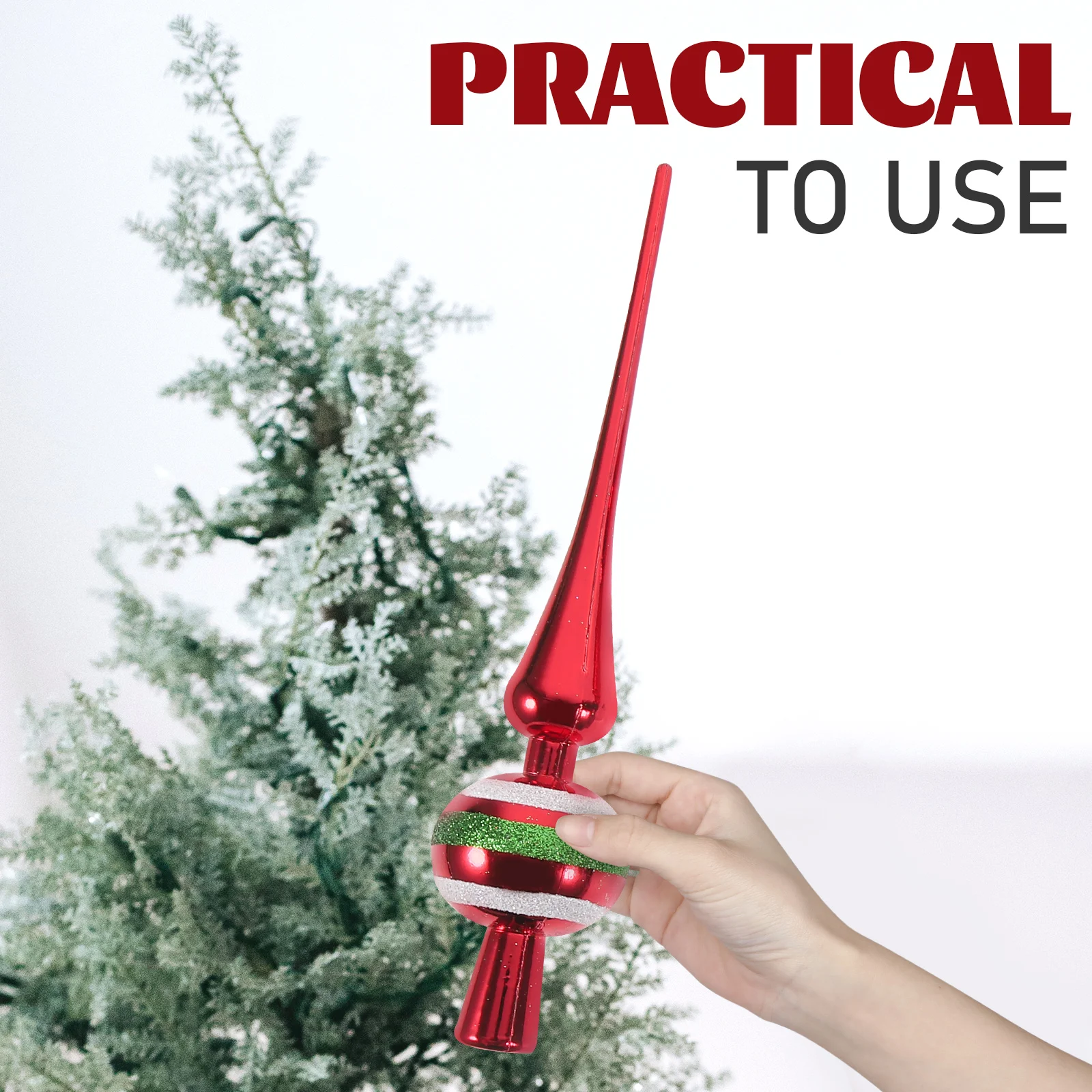 

Christmas Balls on Top of The Tree Decoration Xmas Finial Toppers Pendant Set Plastic Ornament Small