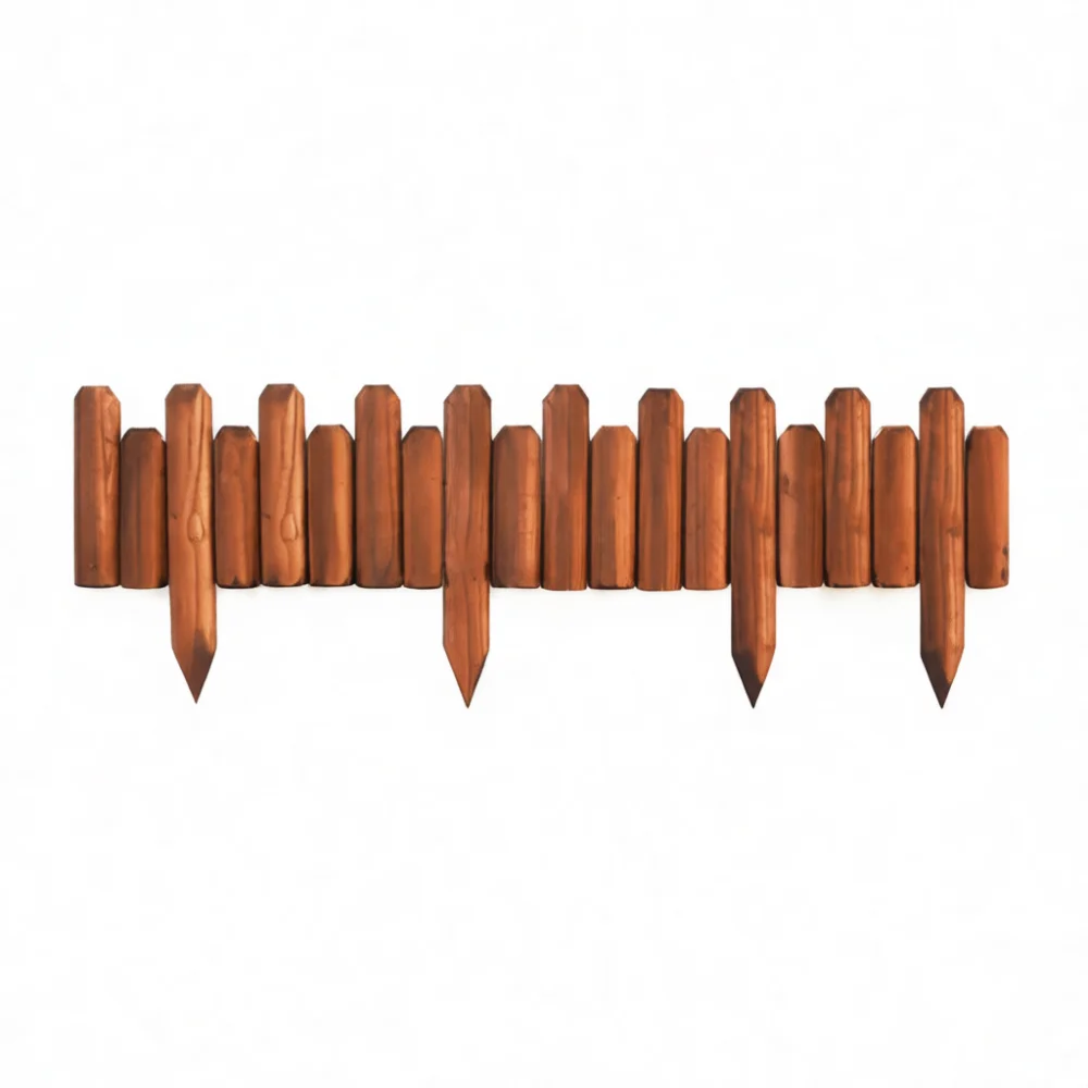 Garden Edging Fence Carbonized Solid Wood Outdoor Barrier Decor Stake Partition Patio Landscape Yard Grass Boundary